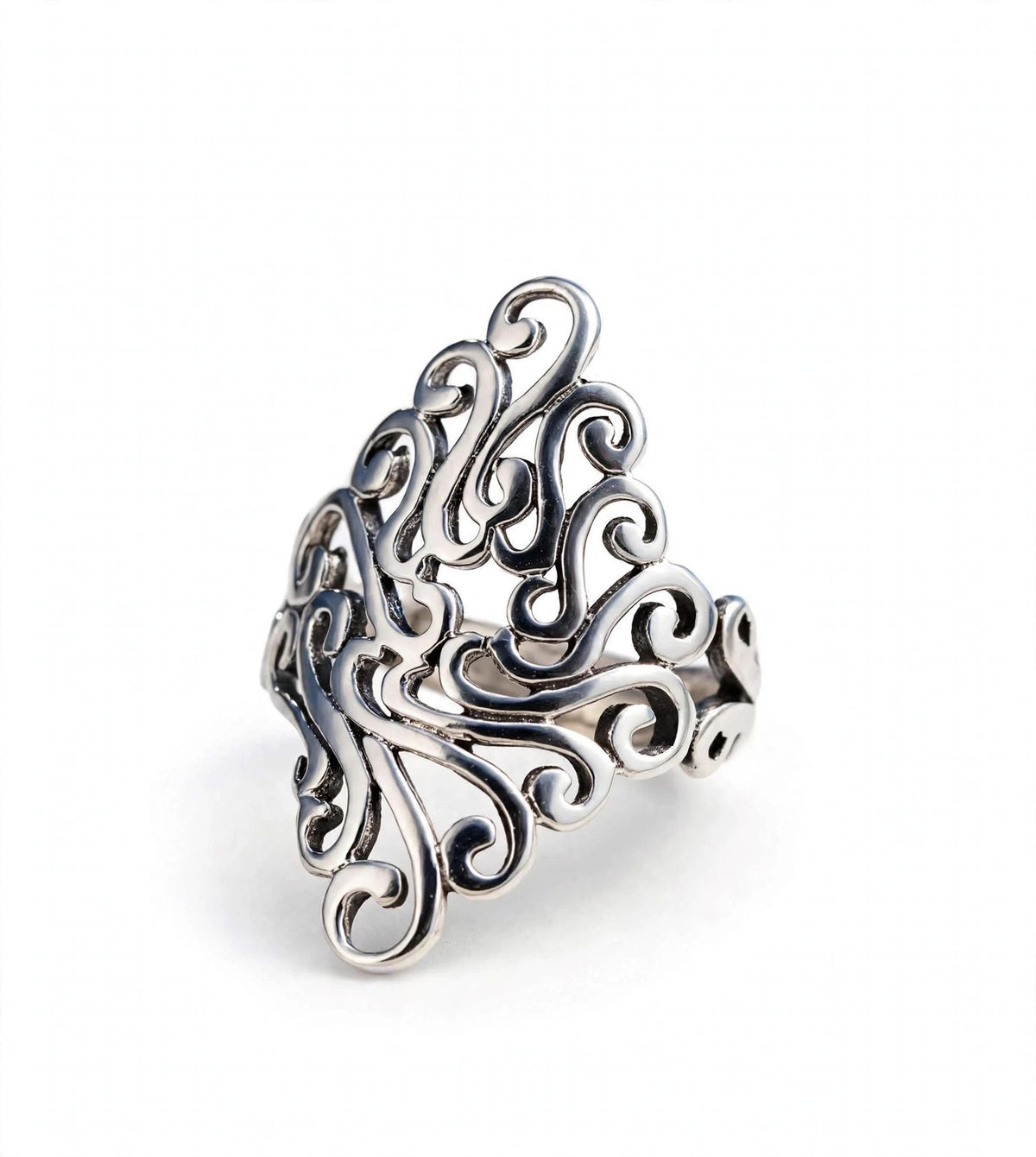 Baadal - Silber  Ring , 925 Silber, Silberring  | größenverstellbarer Damenring