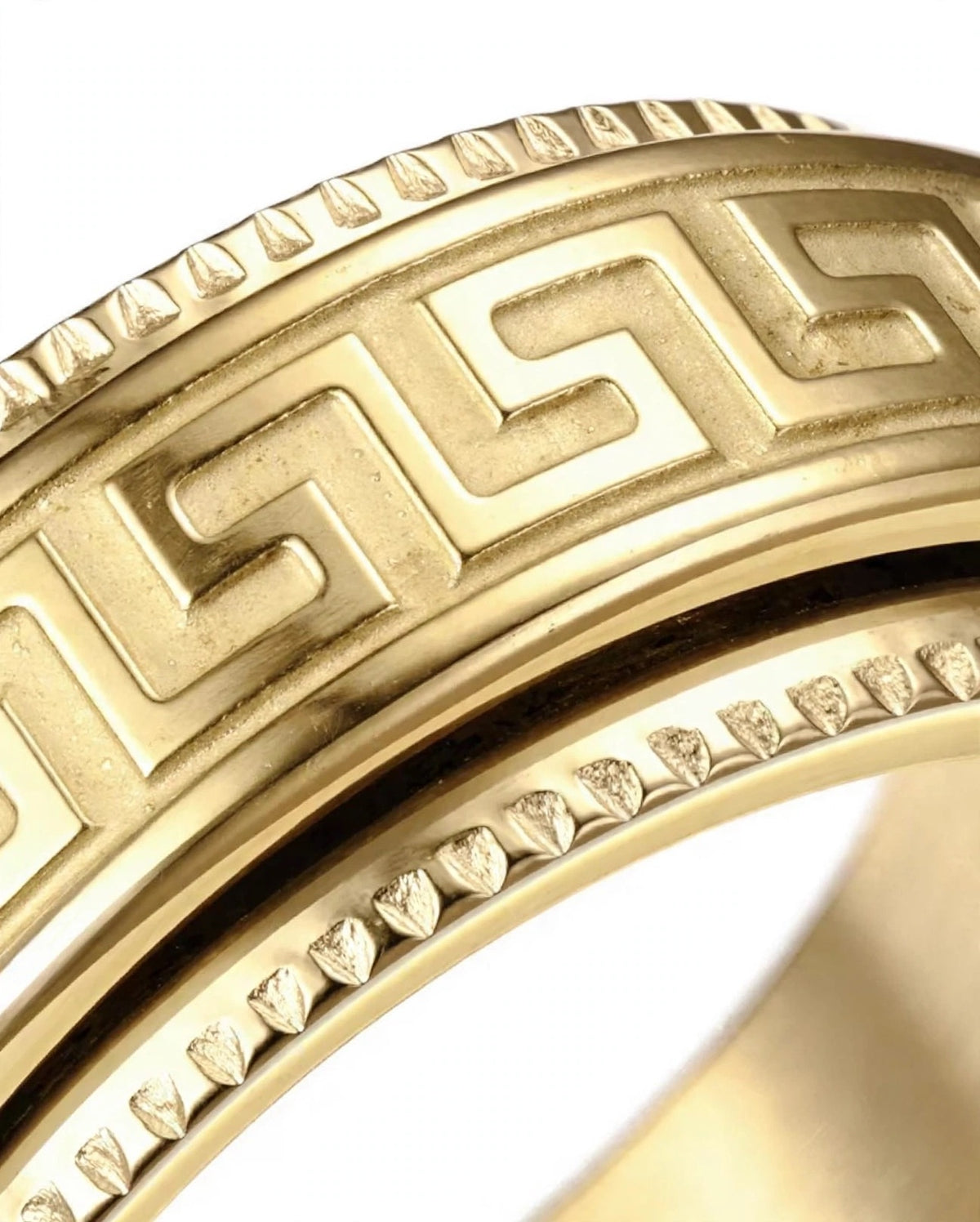 AURELIUS - der Meander-Ring im "Versace" Look aus Titan, Schwarz, Silber Gold, Herrenschmuck
