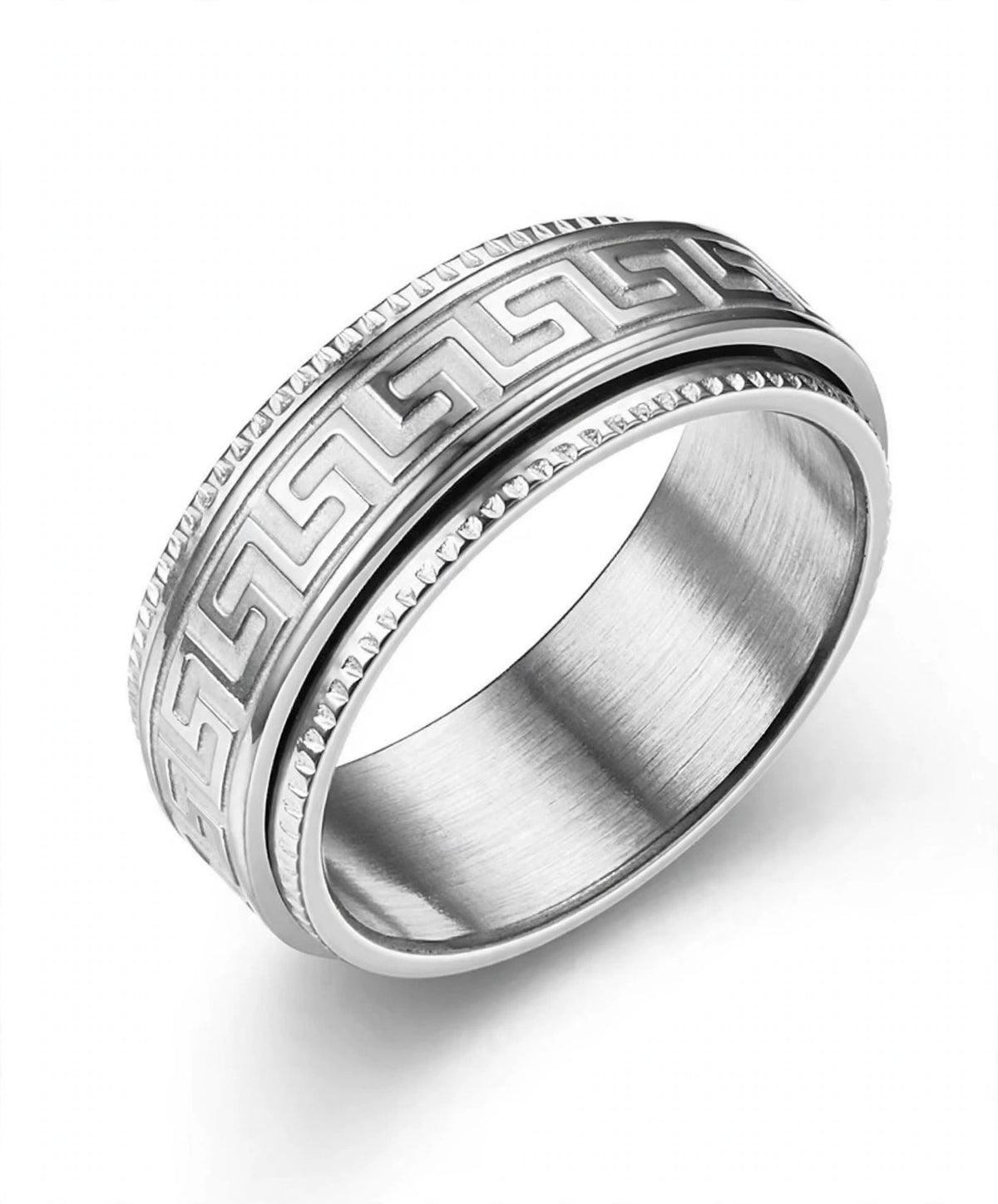 AURELIUS - der Meander-Ring im "Versace" Look aus Titan, Schwarz, Silber Gold, Herrenschmuck