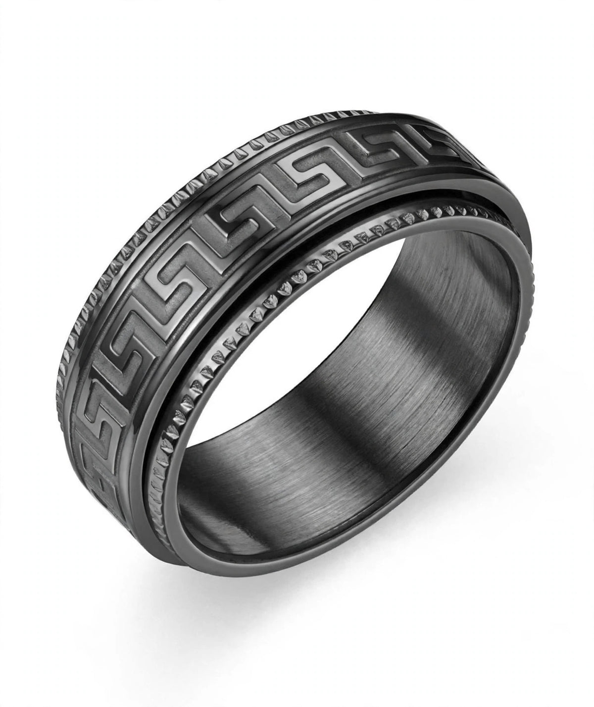 AURELIUS - der Meander-Ring im "Versace" Look aus Titan, Schwarz, Silber Gold, Herrenschmuck