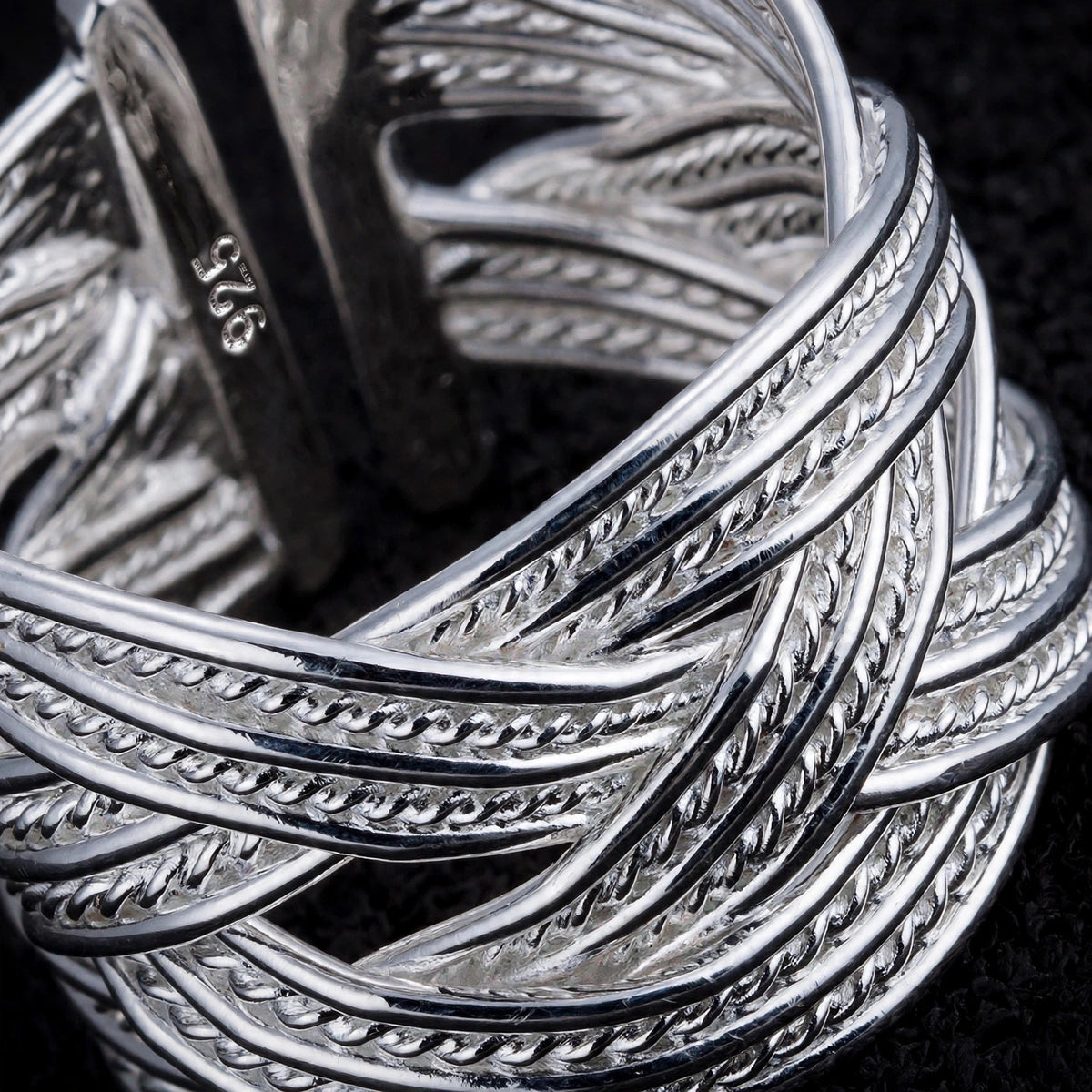 Infinity Weave- Silber  Ring , 925 Sterling Silber Gewebte Netzwerk-Ring