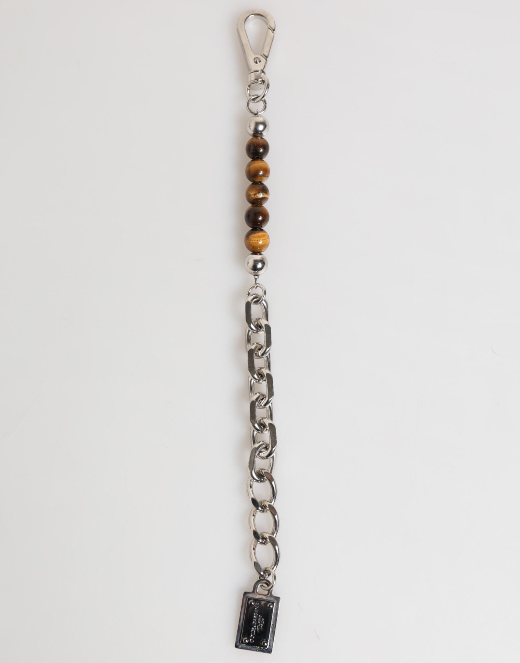 Silver Chain Brass Beaded Lobster Clasp Logo Men Bracelet, Dolce & Gabbana