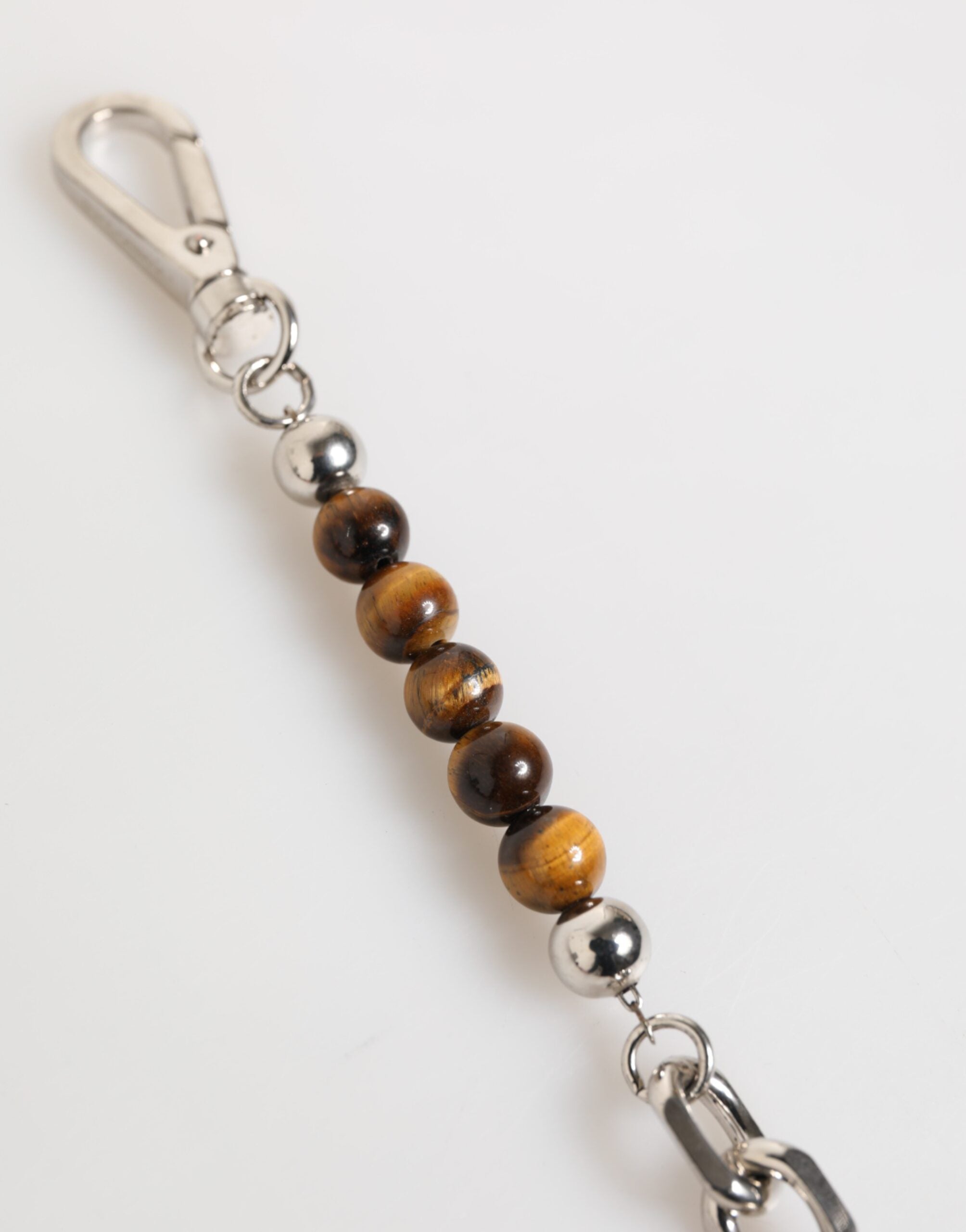 Silver Chain Brass Beaded Lobster Clasp Logo Men Bracelet, Dolce & Gabbana