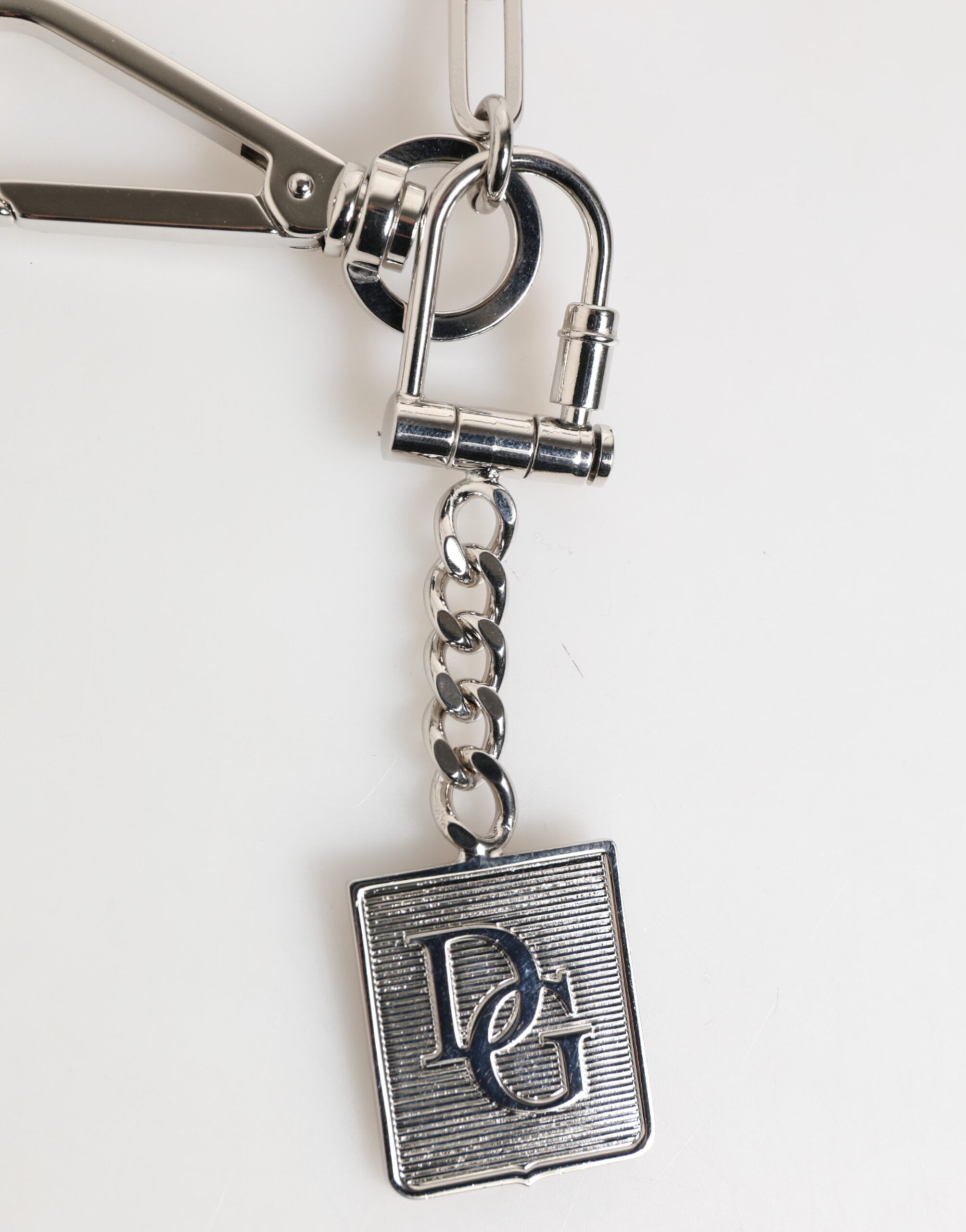 Silver Tone Metal Chain DG Logo Pendant Men Necklace, Dolce & Gabbana