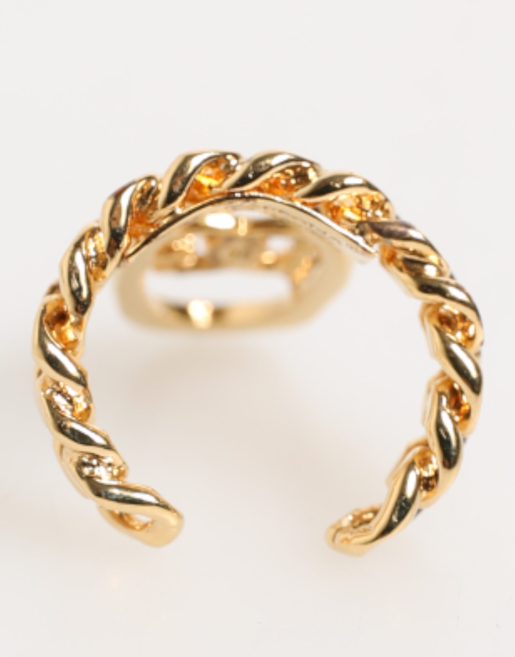 Gold Tone Brass Oval DG Logo Chain Adjustable, Fingerring, Dolce & Gabbana