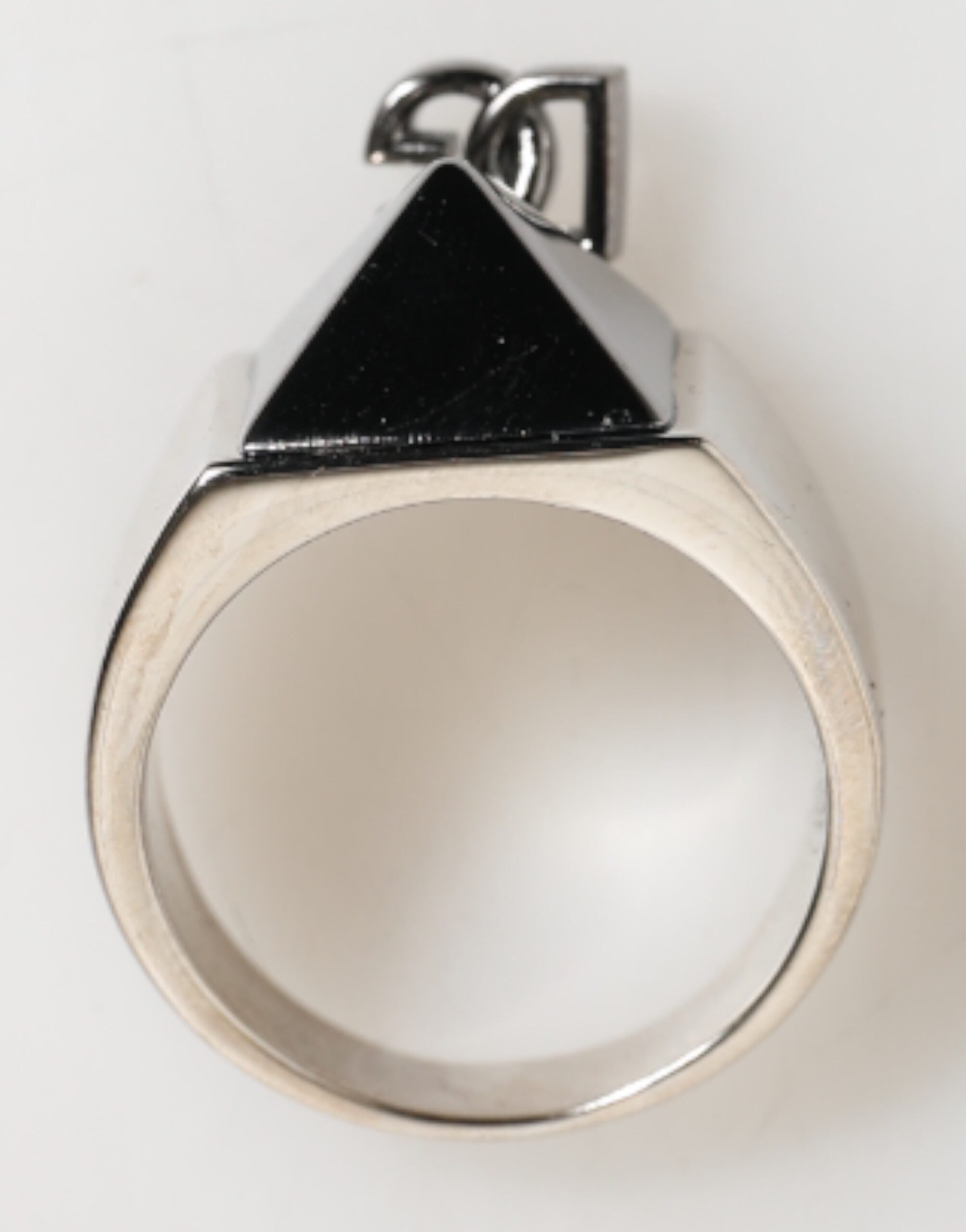 Silver Tone Pyramid DG Logo Real Brass Ring, Fingerring, Dolce & Gabbana