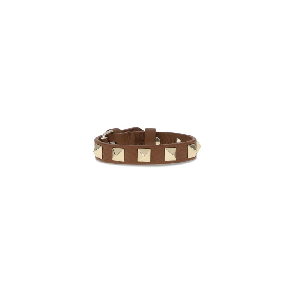 Brown Leather and Metal Bracelet, Valentino Garavani