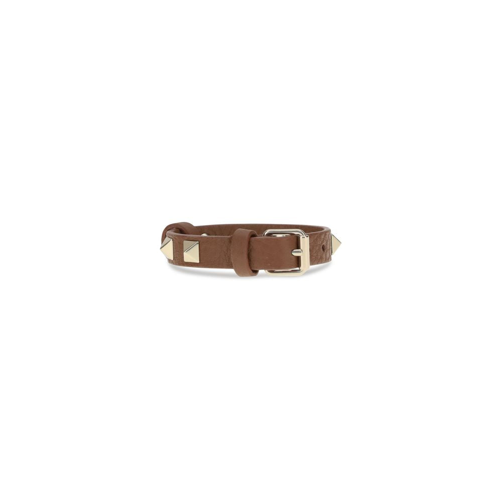 Brown Leather and Metal Bracelet, Valentino Garavani