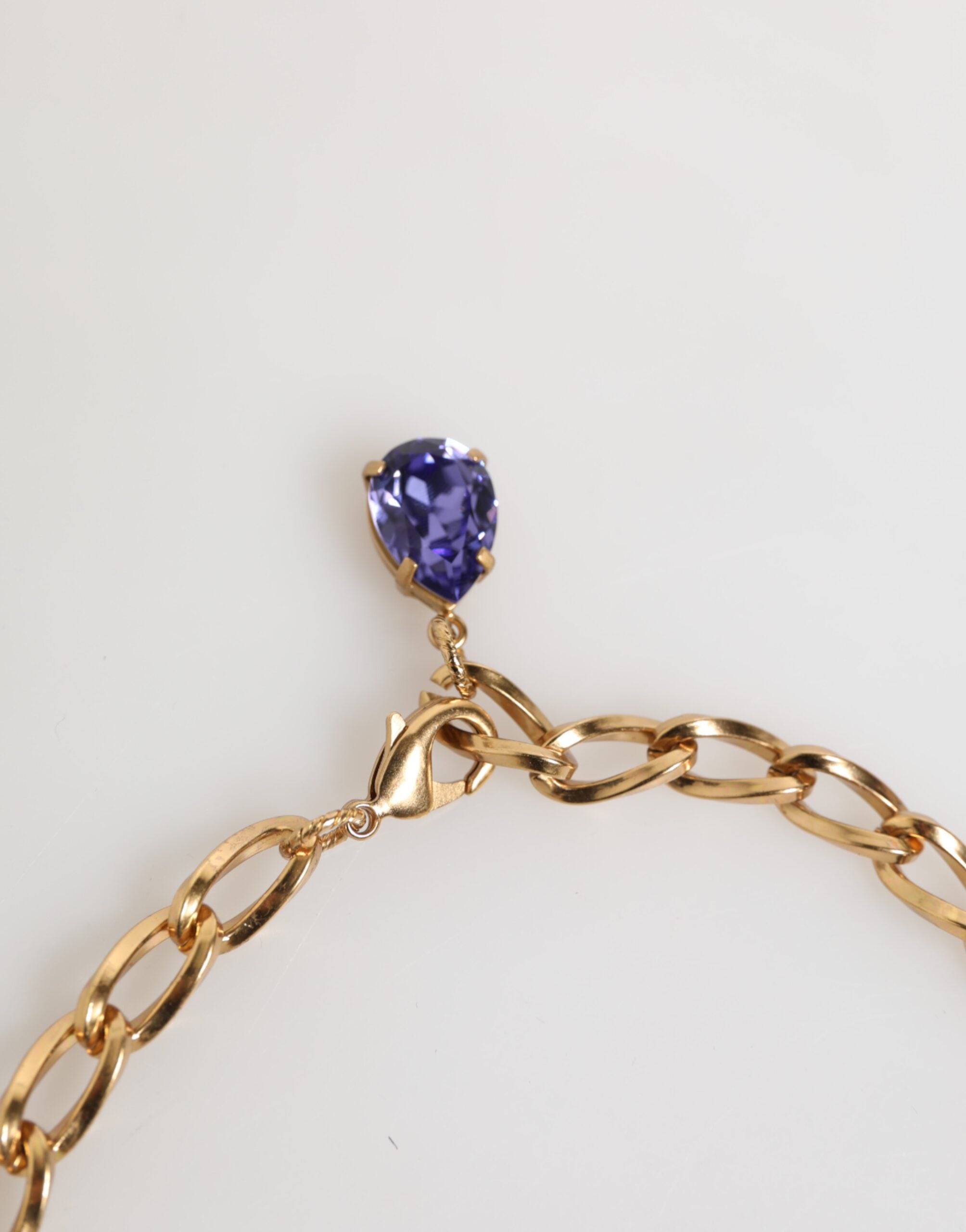 Gold Brass Crystal Pearl Purple Floral Pendant Jewelry,Dolce & Gabbana Dolce & Gabbana Necklace