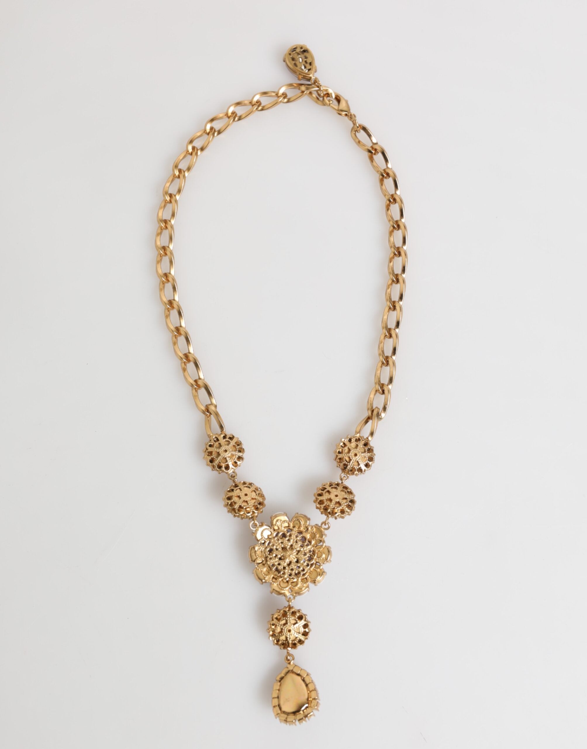 Gold Brass Crystal Pearl Purple Floral Pendant Jewelry,Dolce & Gabbana Dolce & Gabbana Necklace