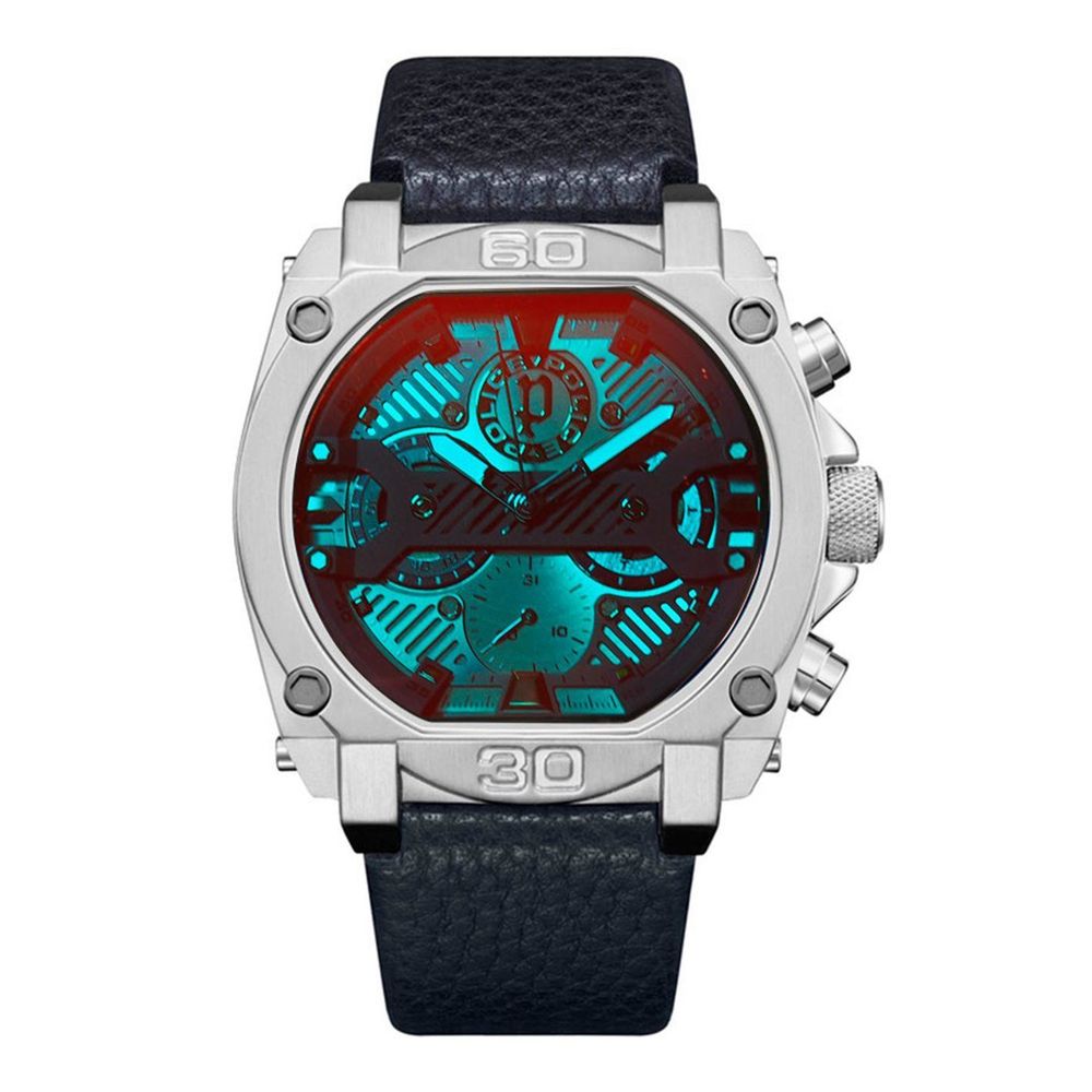 Blue Leather Dress Watch, Police Herrenuhr