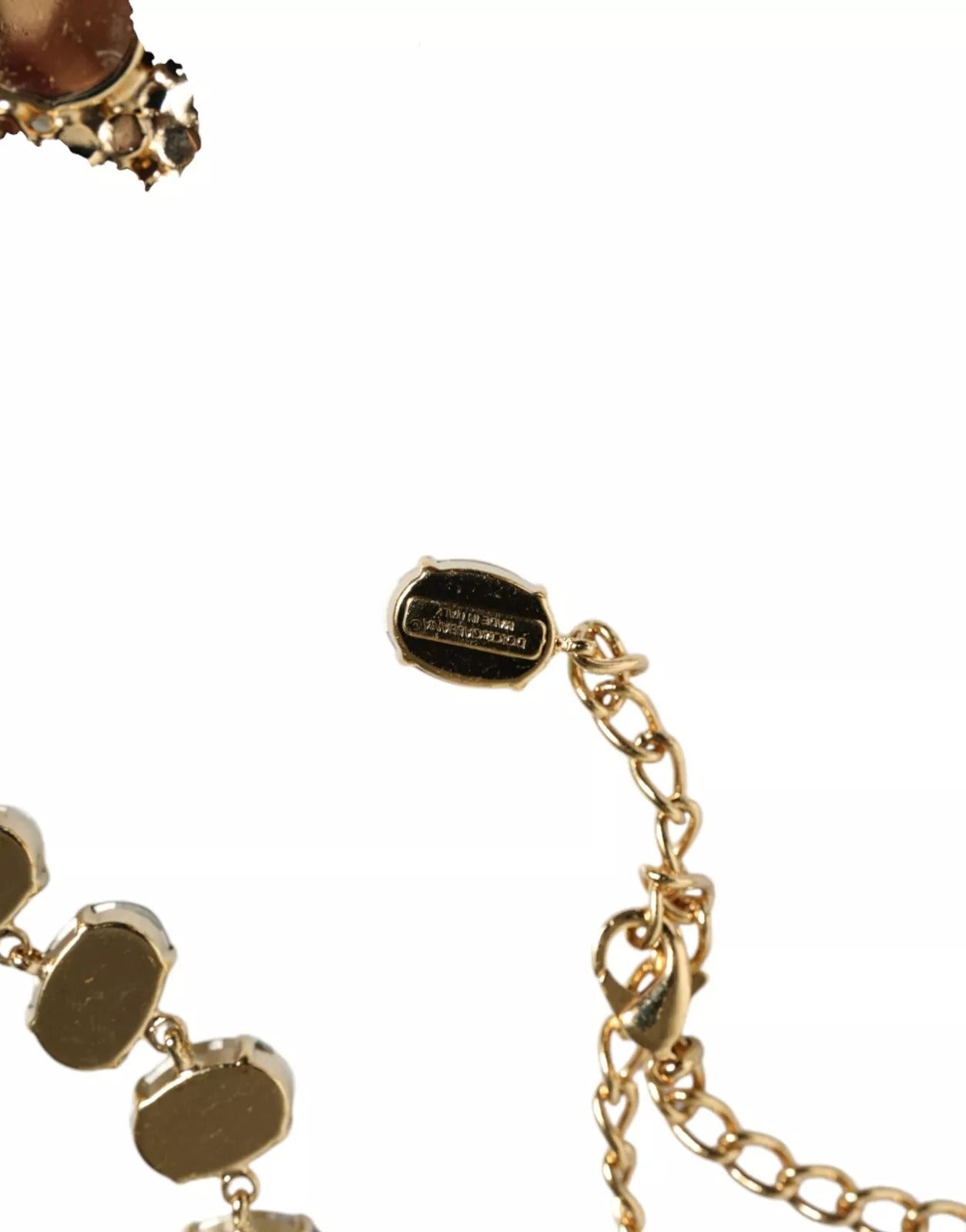 Gold Brass Link Chain Rose Petal Crystal Necklace, Dolce & Gabbana