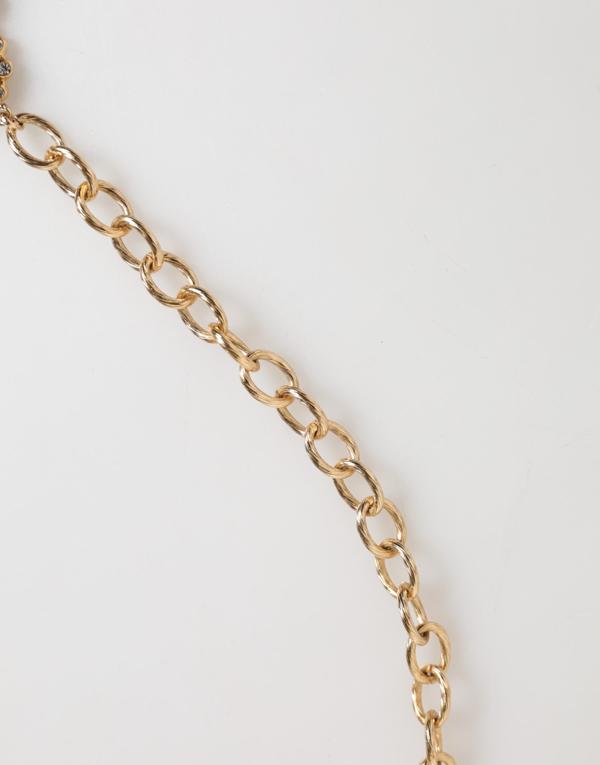 Gold Crystal Clock Pendant Statement Jewelry Necklace, Dolce & Gabbana