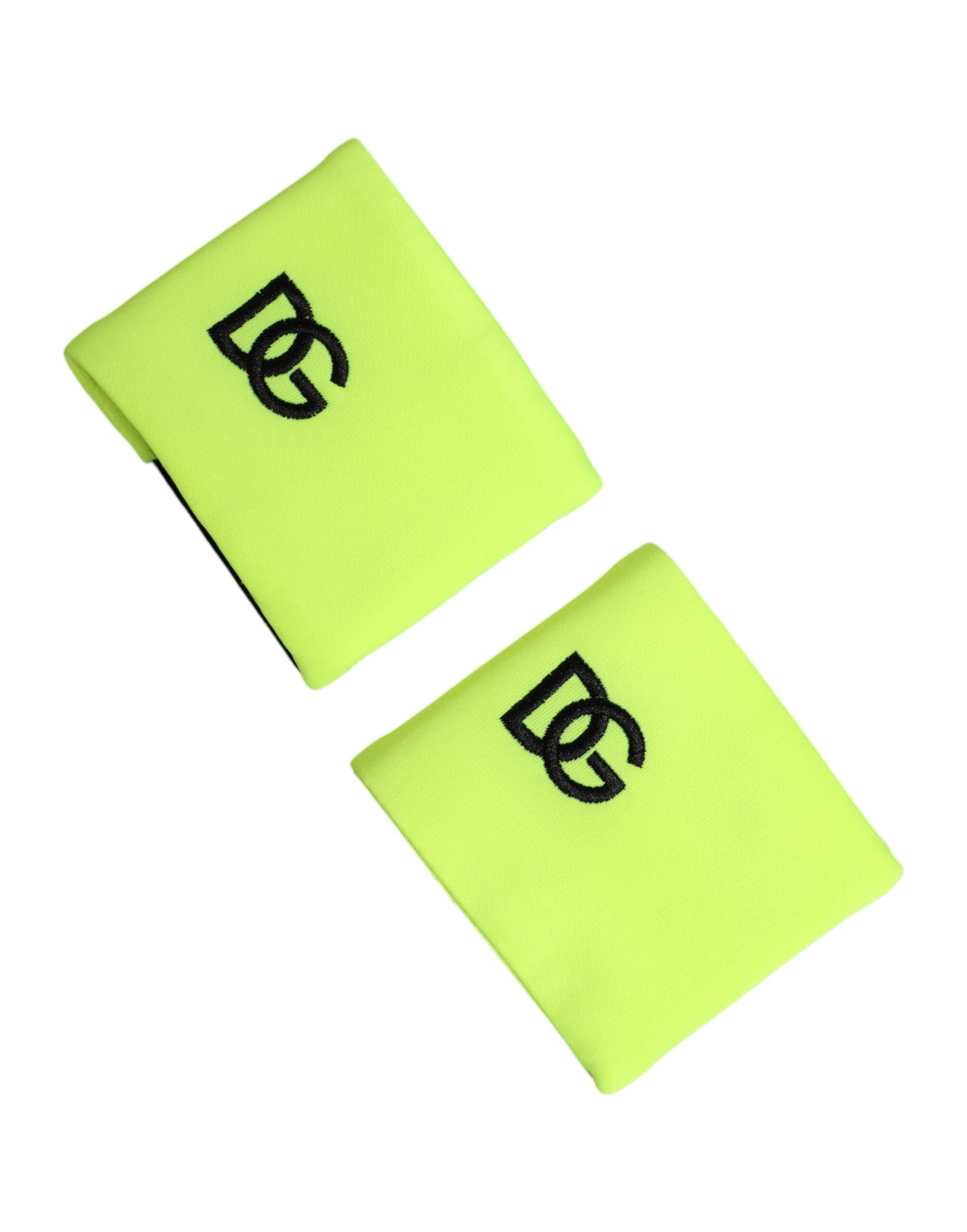 Yellow Green DG Logo Polyester 1 Pair  Wristband, Dolce & Gabbana