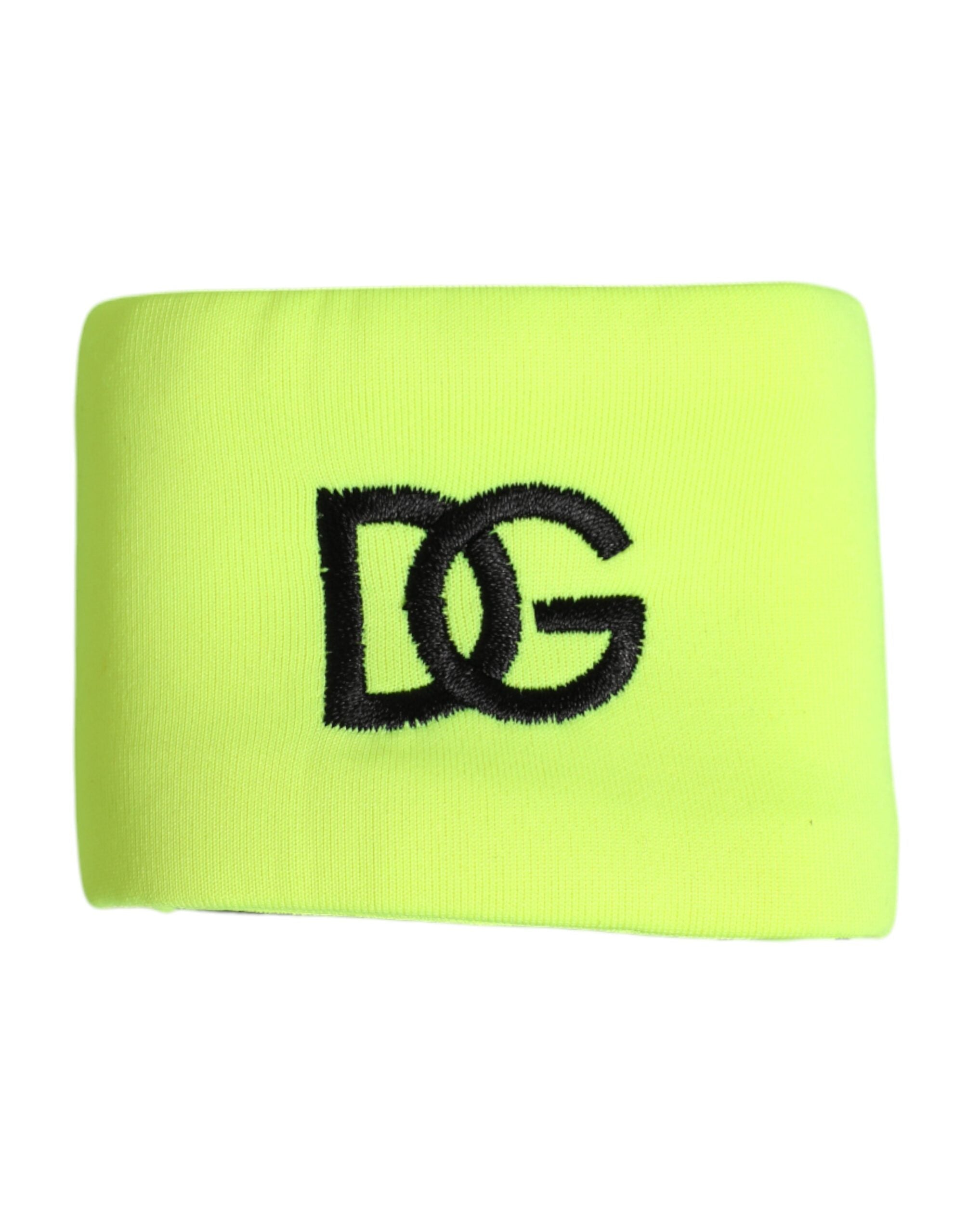 Yellow Green Silk DG Logo Men Wristband, Dolce & Gabbana