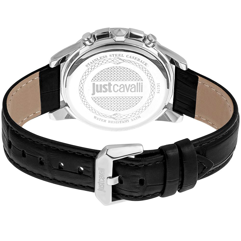 Black Leather Dress Watch, Just Cavalli Herrenuhruhr