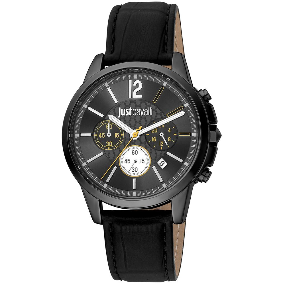 Black Leather Dress Watch, Just Cavalli Herrenuhruhr