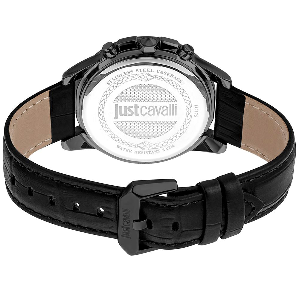Black Leather Dress Watch, Just Cavalli Herrenuhruhr