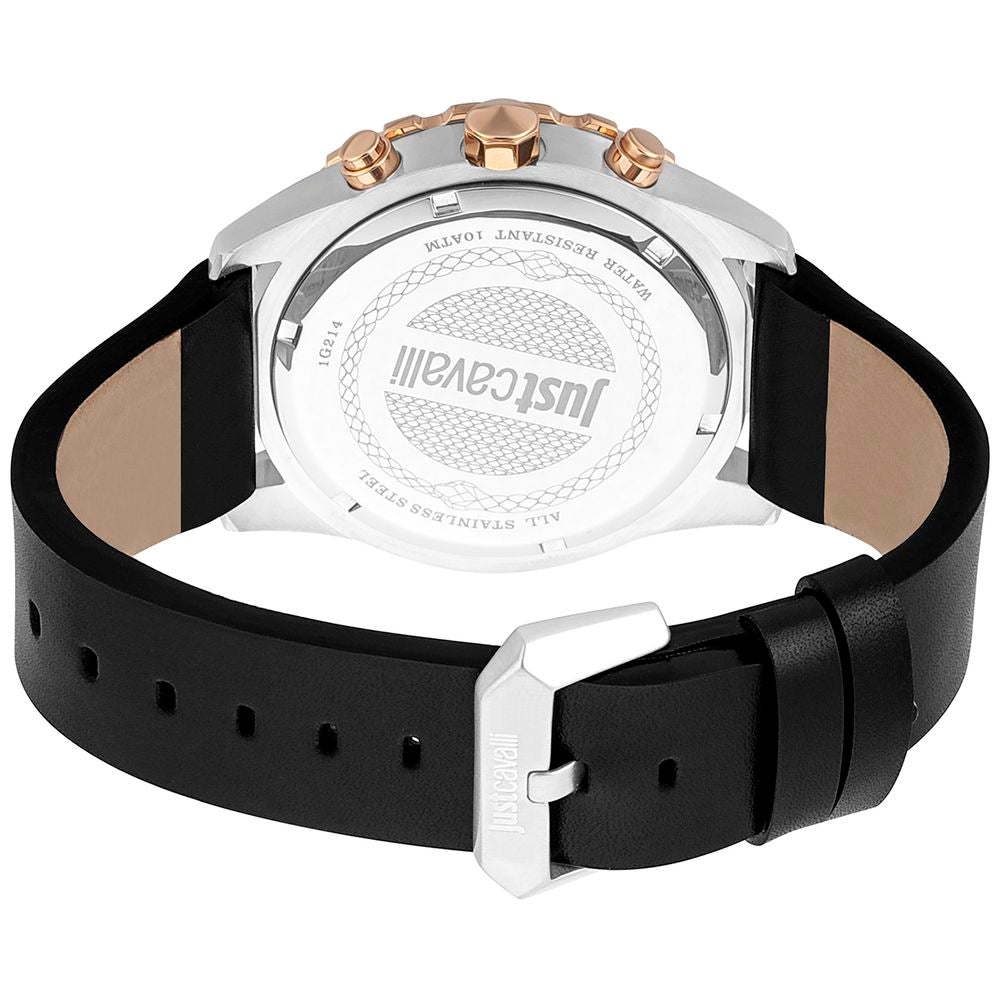 Black Leather Bracelet Watch, Just Cavalli Herrenuhruhr