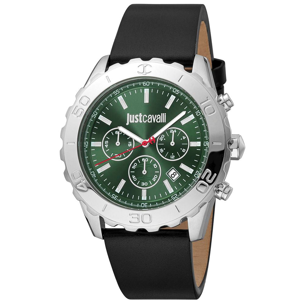 Black Leather Bracelet Watch, Just Cavalli Herrenuhruhr