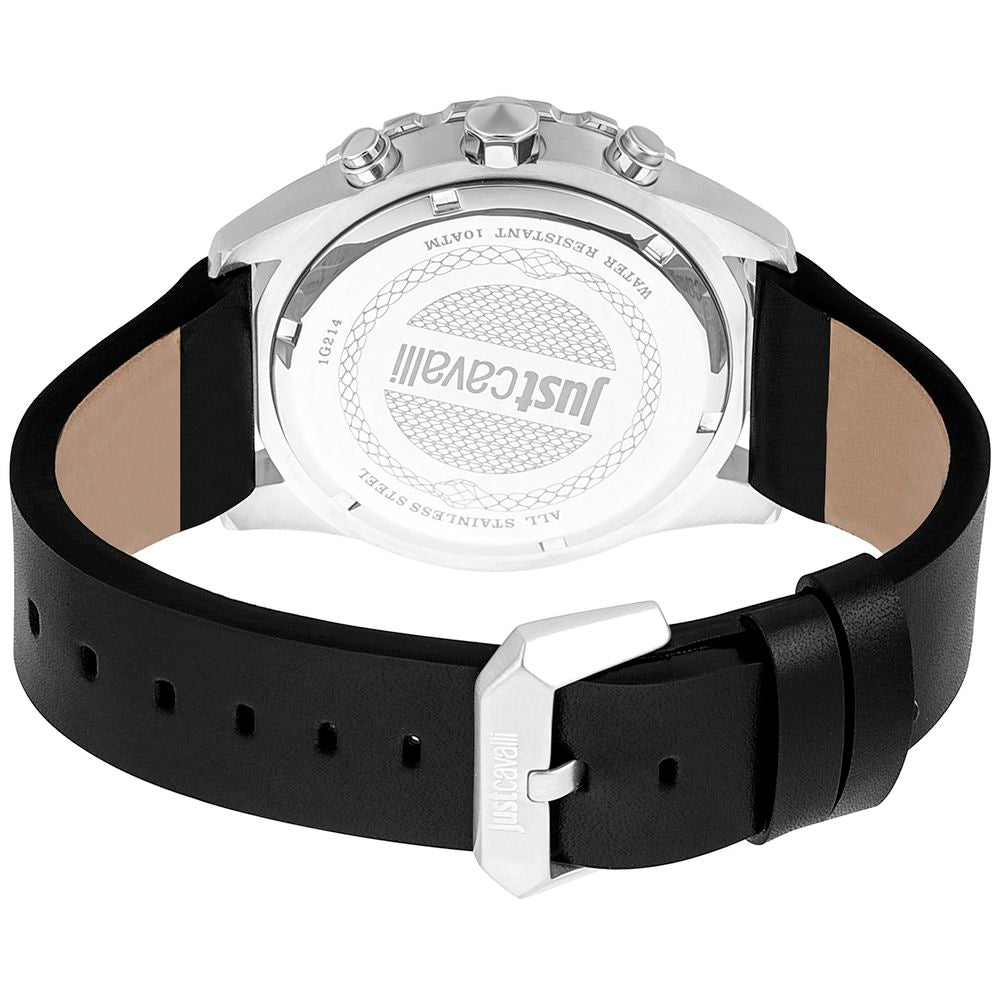 Black Leather Bracelet Watch, Just Cavalli Herrenuhruhr