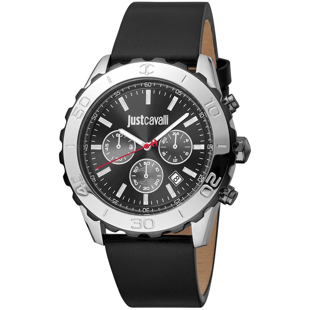 Black Leather Dress Watch, Just Cavalli Herrenuhruhr