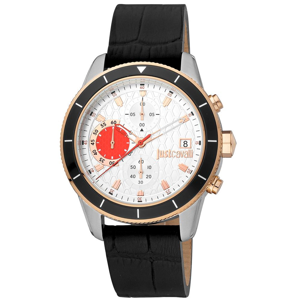 Black Leather Dress Watch, Just Cavalli Herrenuhruhr
