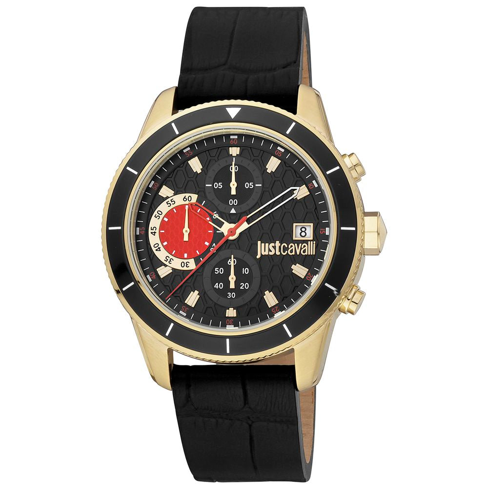 Black Leather Watch, Just Cavalli Herrenuhruhr