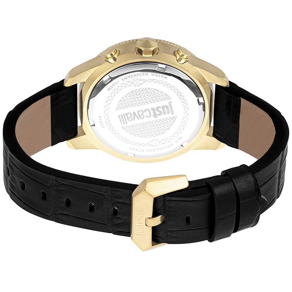 Black Leather Watch, Just Cavalli Herrenuhruhr