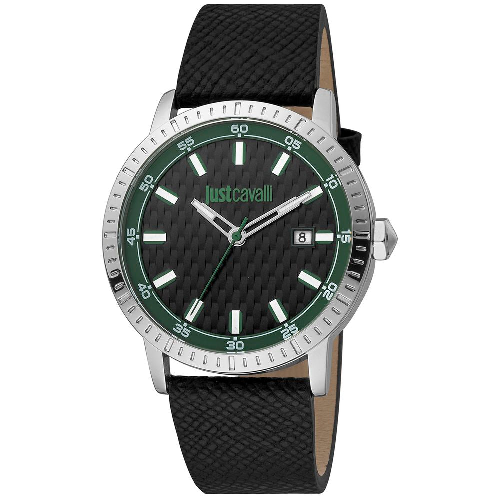 Black Leather Dress Watch, Just Cavalli Herrenuhruhr