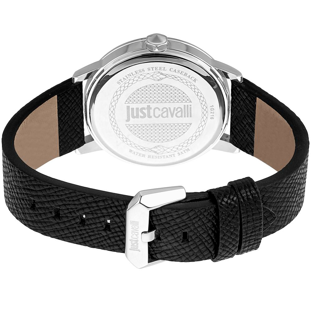 Black Leather Dress Watch, Just Cavalli Herrenuhruhr