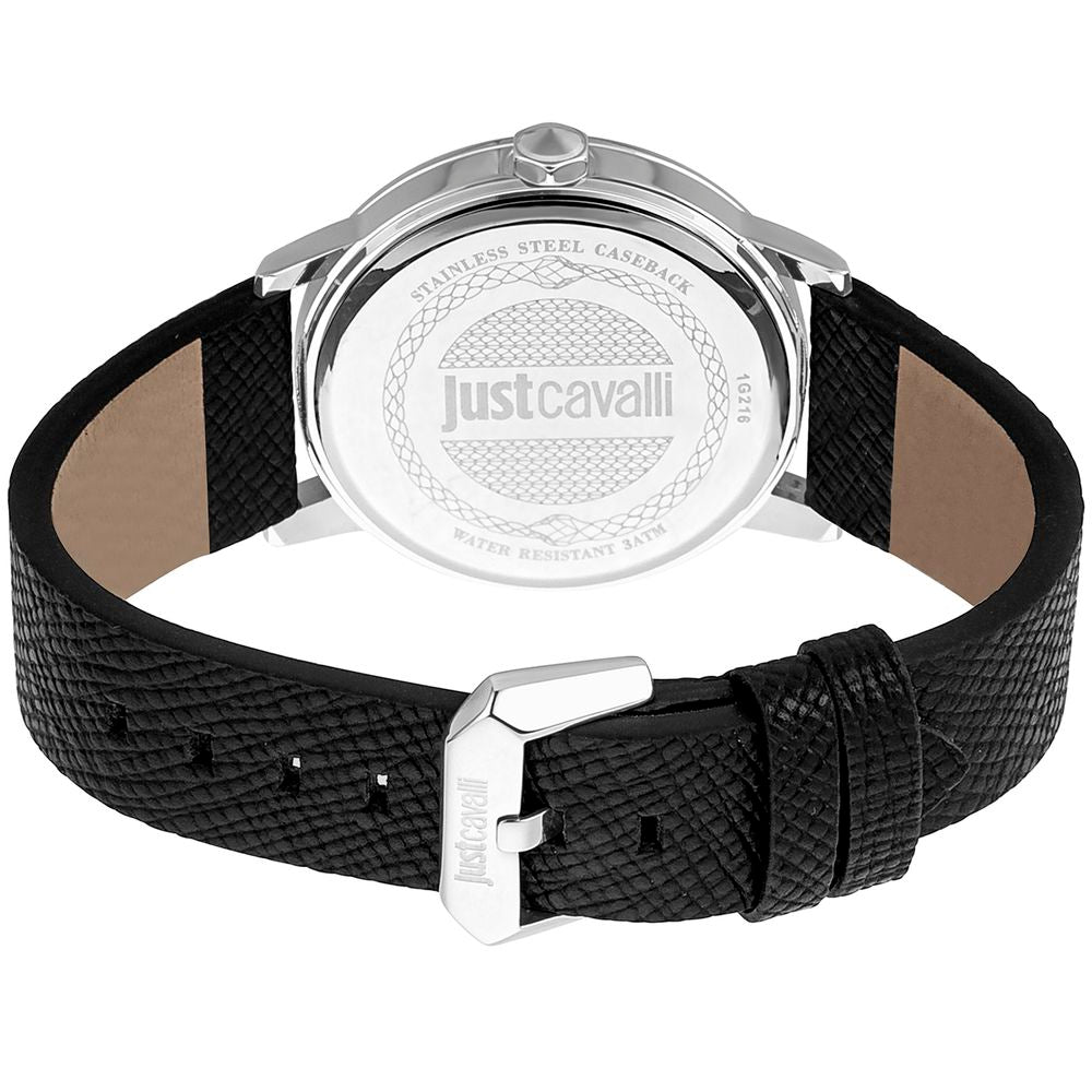 Black Leather Dress Watch, Just Cavalli Herrenuhruhr