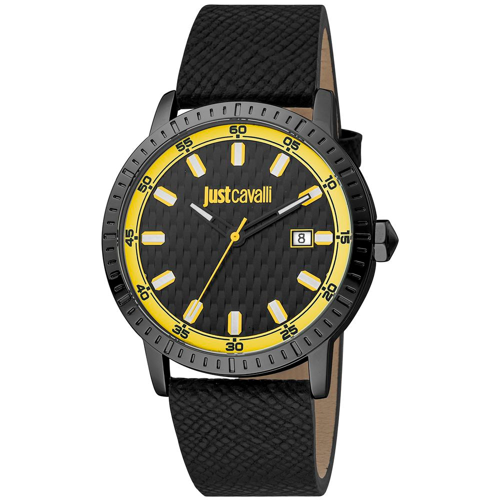 Black Leather Dress Watch, Just Cavalli Herrenuhruhr