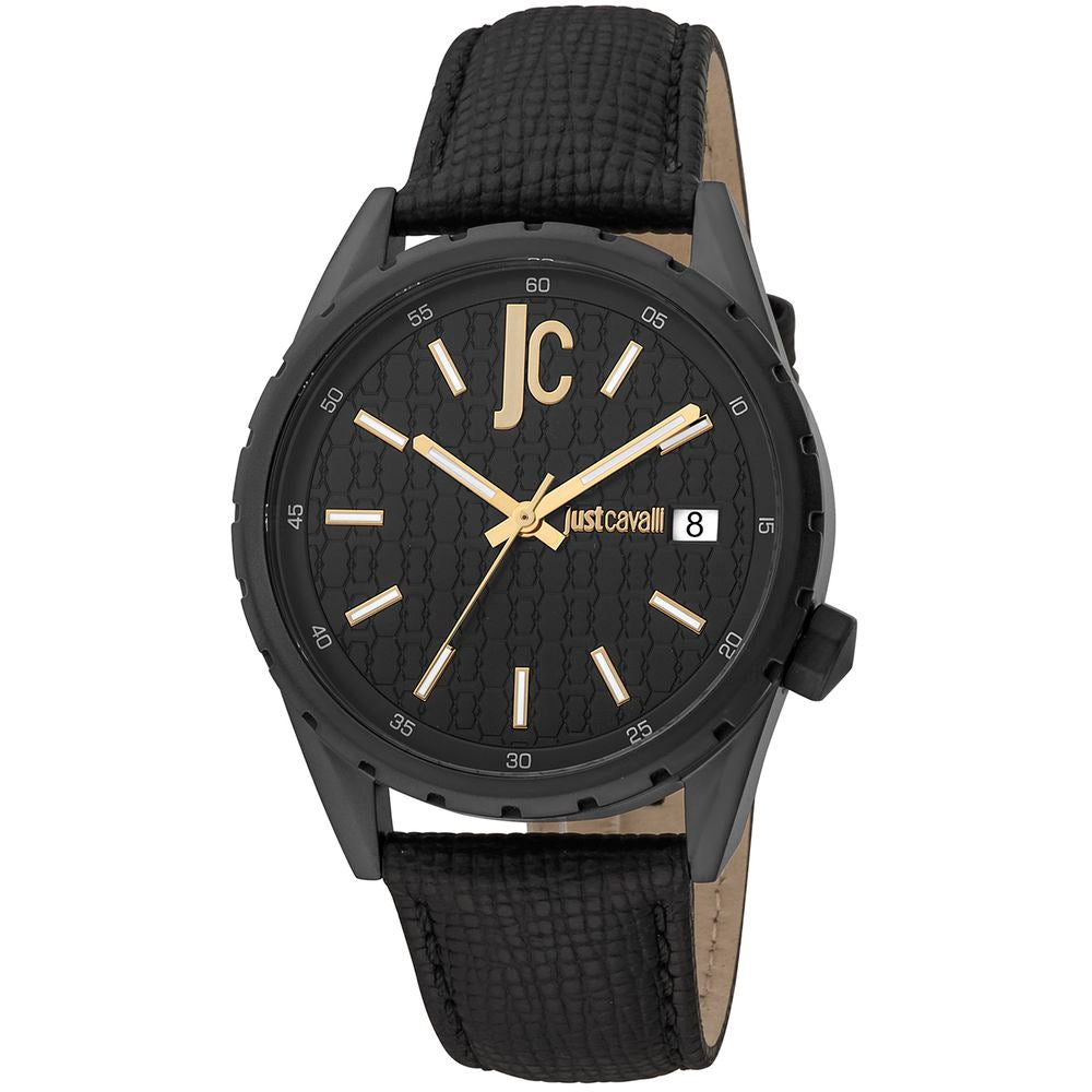 Black Leather Dress Watch, Just Cavalli Herrenuhruhr