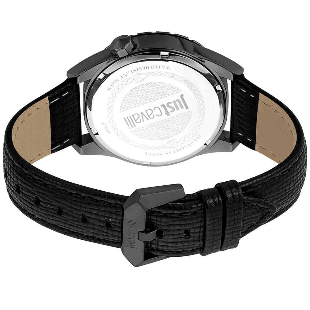 Black Leather Dress Watch, Just Cavalli Herrenuhruhr