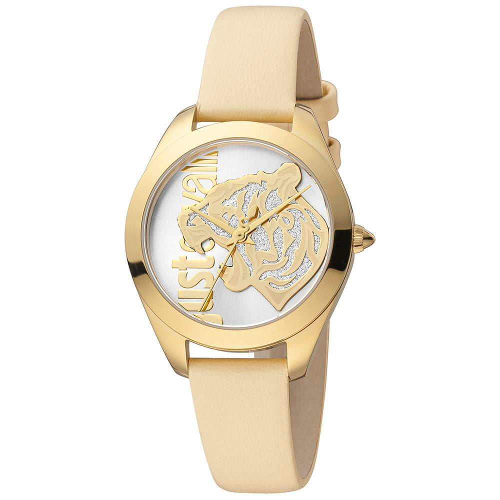 Beige Leather Dress Watch Just Cavalli Damenuhr