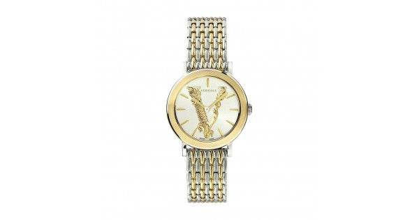 Versace Virtus Quarzuhr mit Creme Zifferblatt und Metallarmband für Damen – VEHC00719, Damenuhr