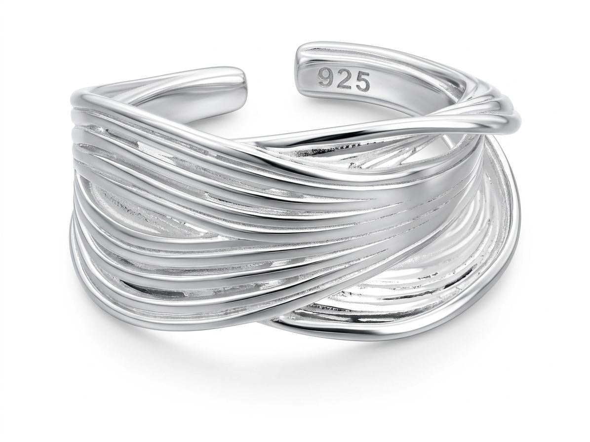 Wire Mesh - 925 Sterling Silber in welliger Form,  Ästhetischer Ring für Damen - Lilli-G