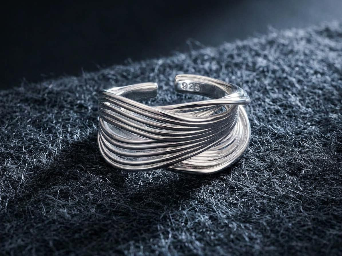 Wire Mesh - 925 Sterling Silber in welliger Form,  Ästhetischer Ring für Damen - Lilli-G