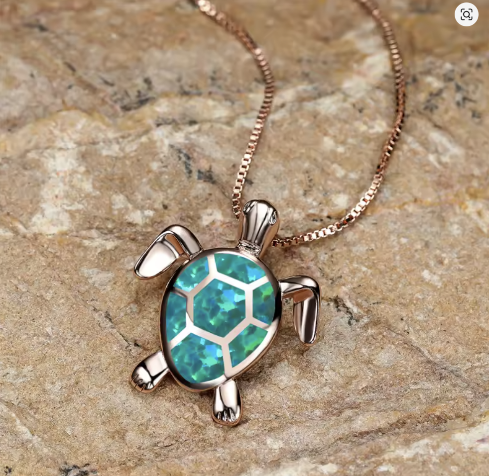 Elli - Niedliche Kleine Schildkröte Kette mit Anhänger   - Halskette,  Kette Lilli-G, rosefarbene Kette