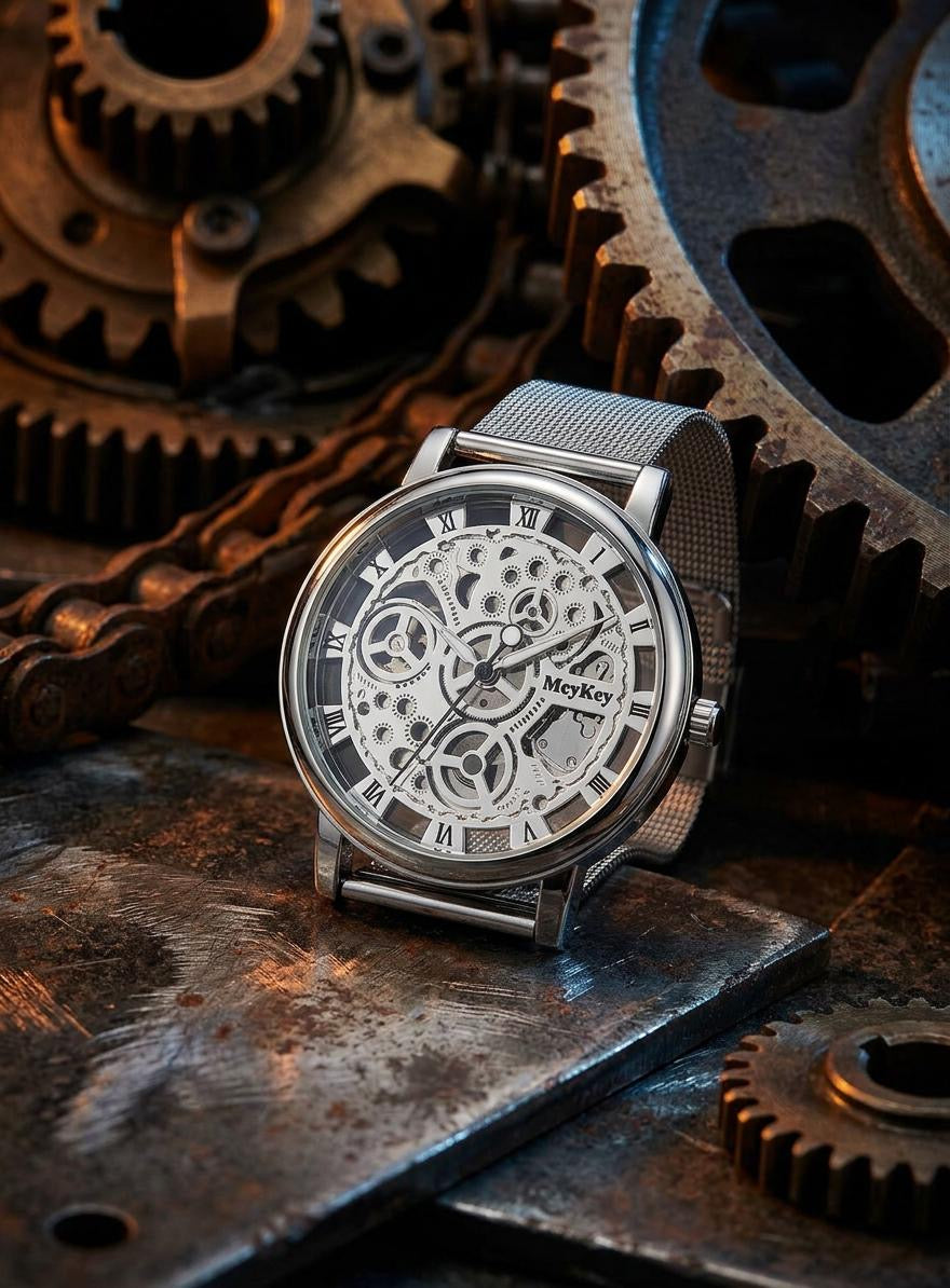 Skeleton Faux Mechanische Uhr im  Metalldesign,  3 Varianten,