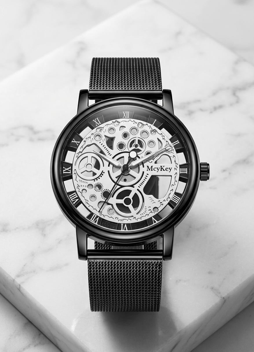 Skeleton Faux Mechanische Uhr im  Metalldesign,  3 Varianten,