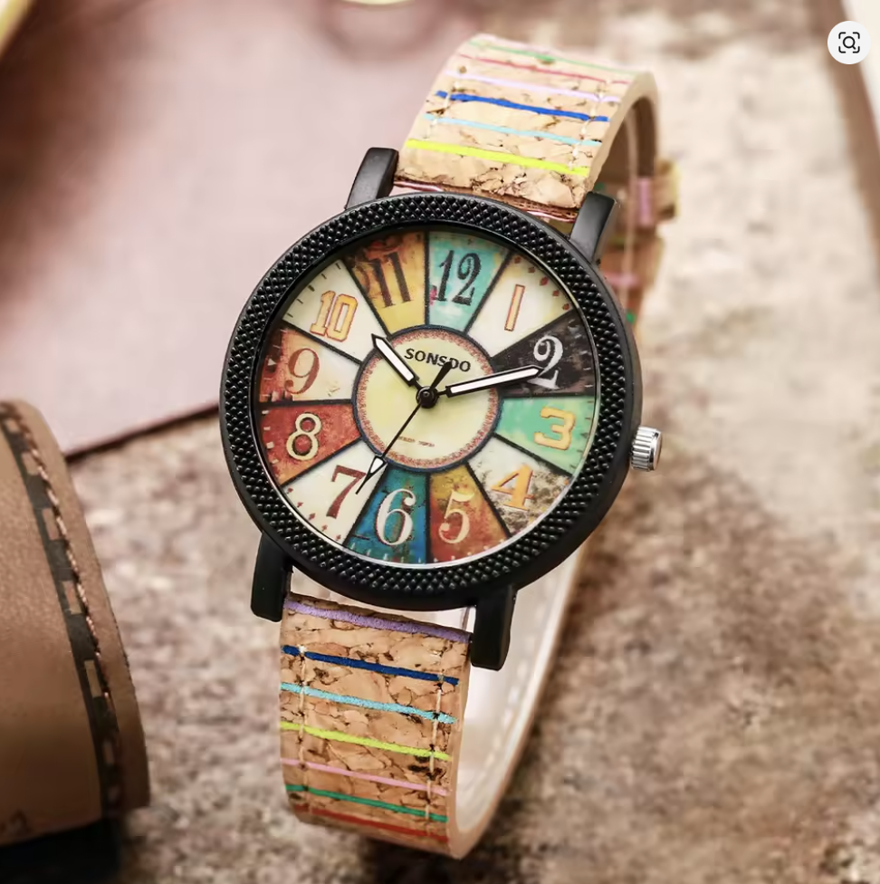 Damenuhr Lederband, Analog Quarzuhr  , erdige Farben in , Arabische Ziffern