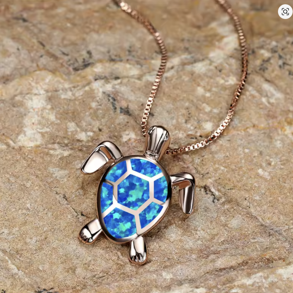 Elli - Niedliche Kleine Schildkröte Kette mit Anhänger   - Halskette,  Kette Lilli-G, rosefarbene Kette
