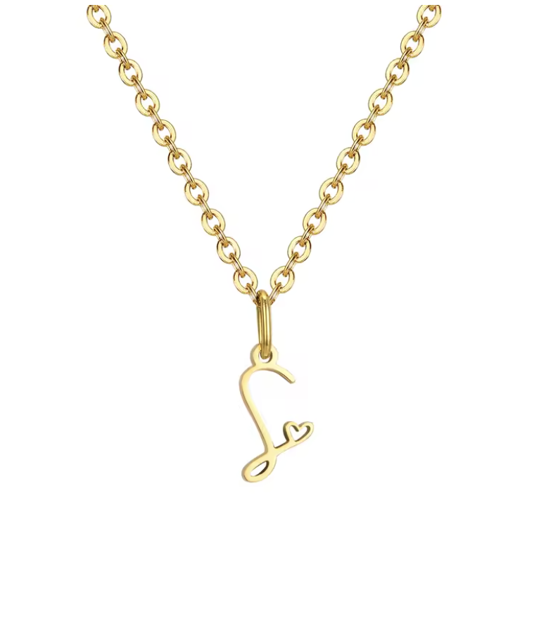 Sweet Heart  - Zierliche Herz-Initial-Halskette für Damen, vergoldeter A-Z-Buchstaben-Anhänger, wasserfester Edelstahl-Schmuck, personalisierbar.
