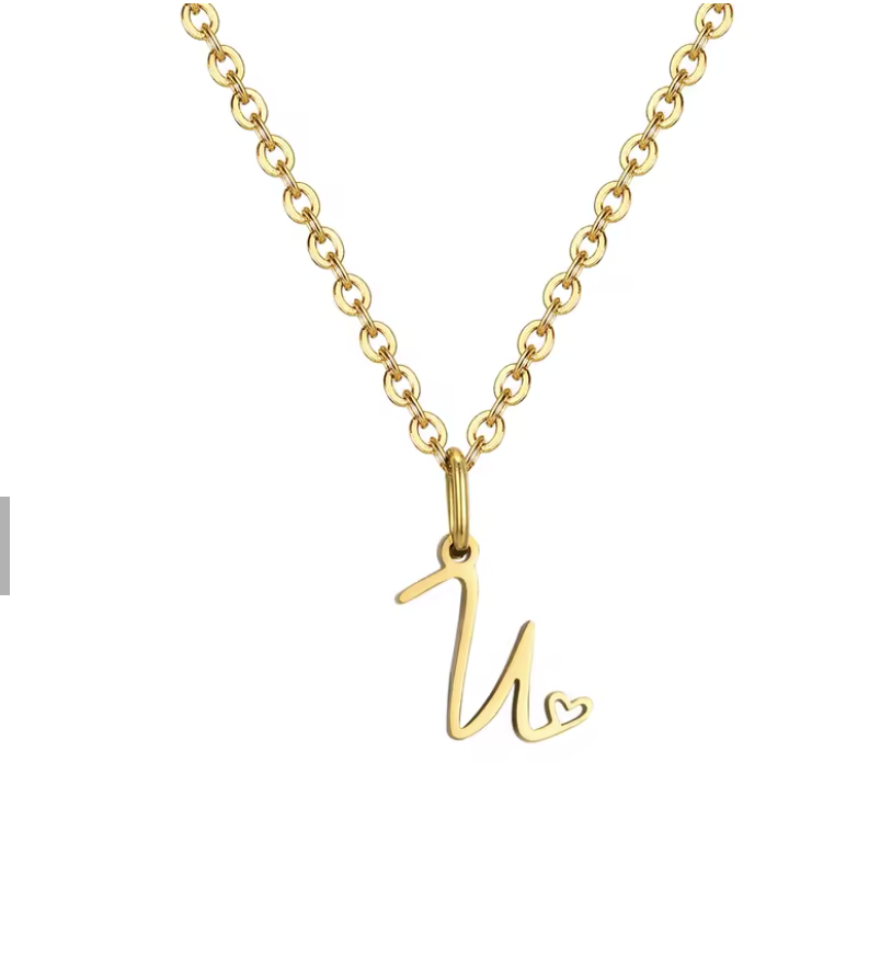 Sweet Heart  - Zierliche Herz-Initial-Halskette für Damen, vergoldeter A-Z-Buchstaben-Anhänger, wasserfester Edelstahl-Schmuck, personalisierbar.