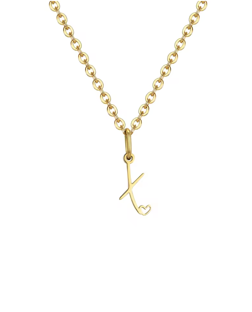 Sweet Heart  - Zierliche Herz-Initial-Halskette für Damen, vergoldeter A-Z-Buchstaben-Anhänger, wasserfester Edelstahl-Schmuck, personalisierbar.