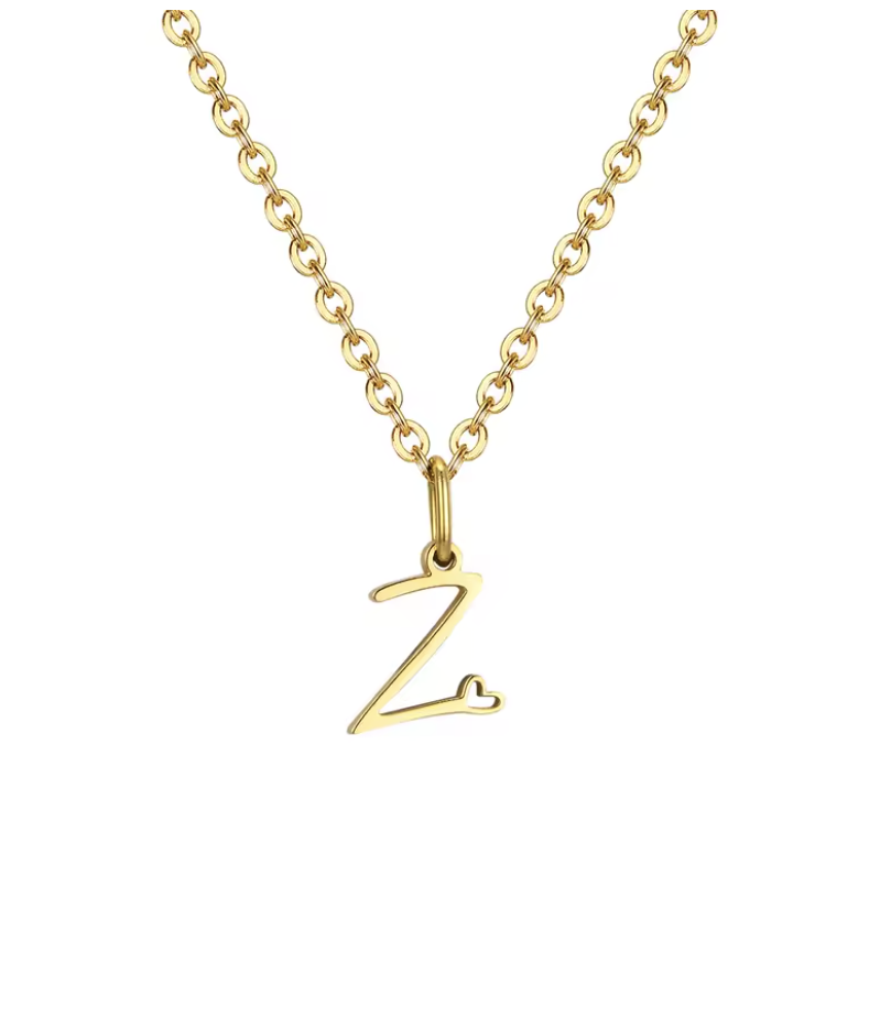 Sweet Heart  - Zierliche Herz-Initial-Halskette für Damen, vergoldeter A-Z-Buchstaben-Anhänger, wasserfester Edelstahl-Schmuck, personalisierbar.