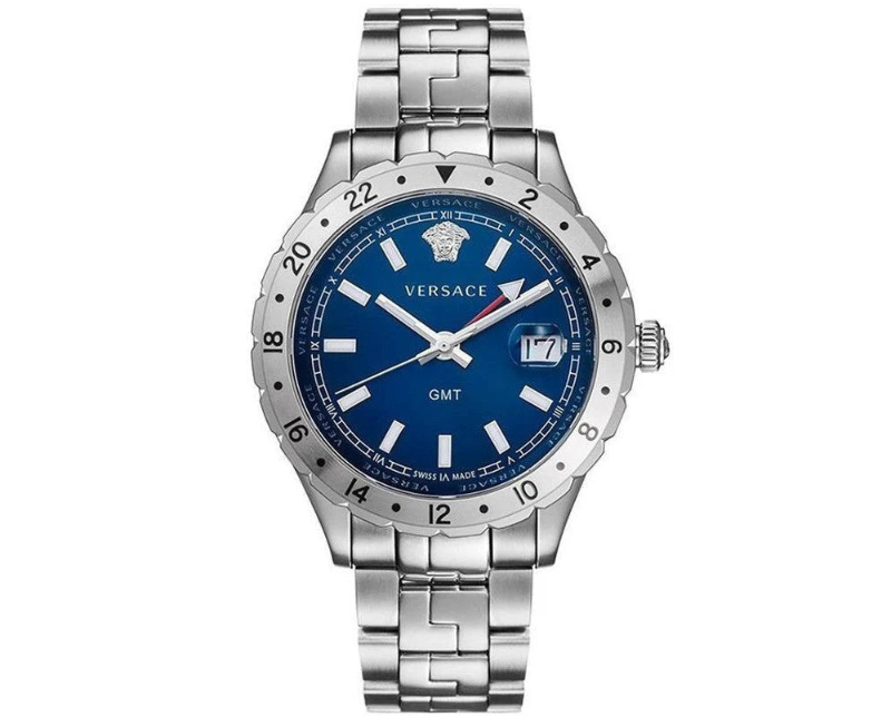 Versace Hellenyium GMT Blau- Silber mit Stahl Band,&nbsp; Herrenuhr – V11010015