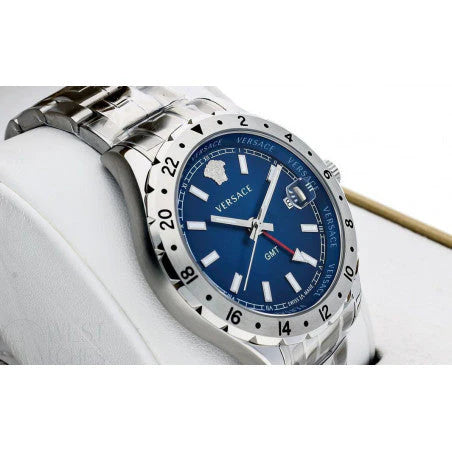 Versace Hellenyium GMT Blau- Silber mit Stahl Band,&nbsp; Herrenuhr – V11010015